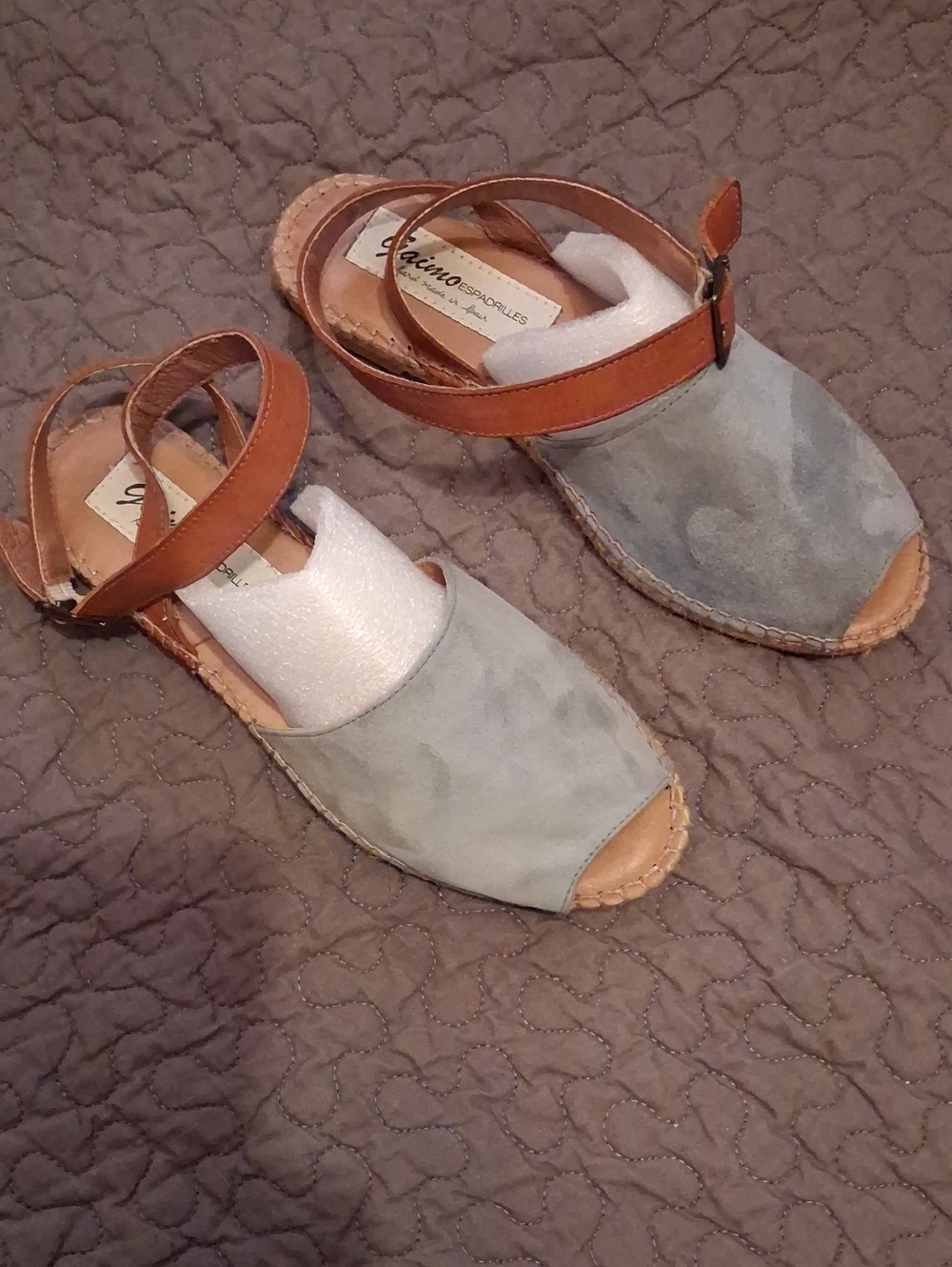 Handmade Guimo  Ankle-Strap Sandals in Blue Suede From Spain Sz 8